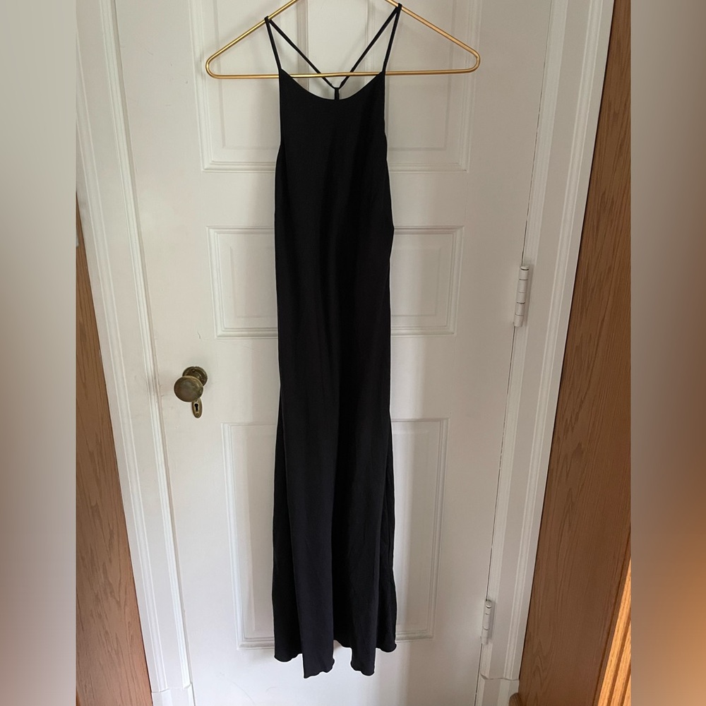 & Other Stories Black Midi Slip Dress